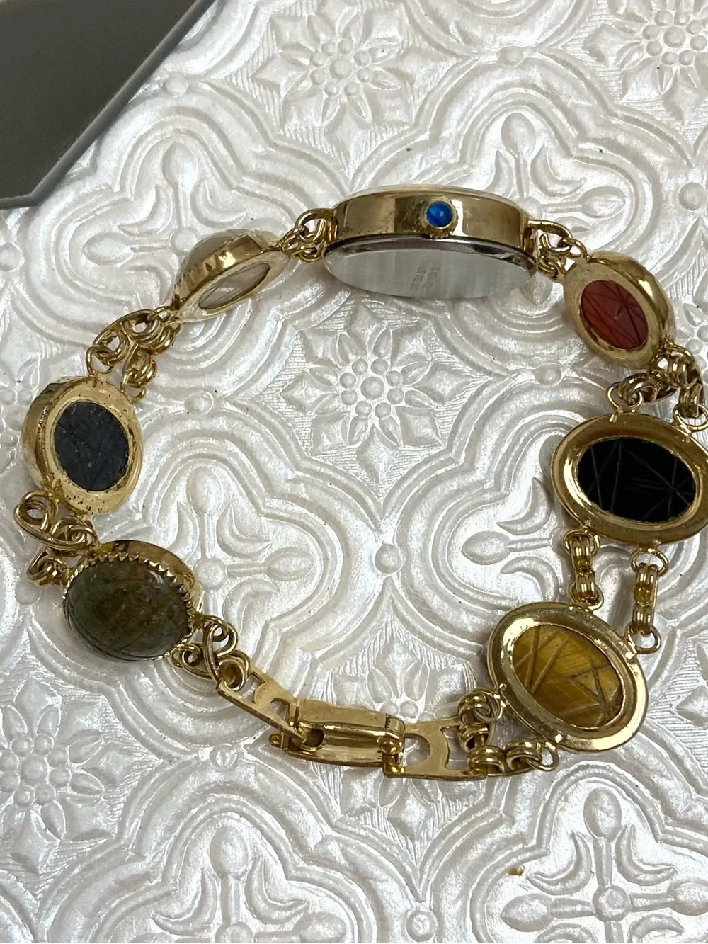 Vintage Pedre Scarab Bracelet Egyptian Revival Gold-tone Ladies Watch